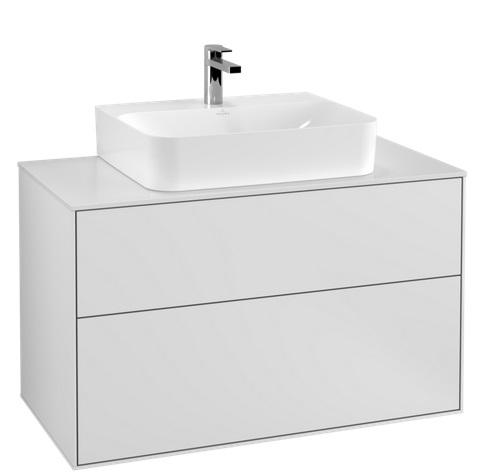 Тумба під раковину Villeroy & Boch Finion 100х50,1 см МДФ білий матовий лак/скло біле матове F10100MT
