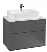 Тумба під раковину Villeroy & Boch Finion 80х50,1 см з підсвічуванням антрацит матовий лак/скло біле матове G09100GK