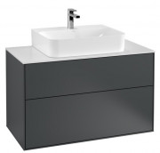Тумба под раковину Villeroy & Boch Finion 100х50,1 см МДФ темно-синий матовый лак/стекло белое матовое F10100HG