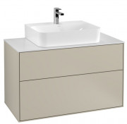 Тумба под раковину Villeroy & Boch Finion 100х50,1 см МДФ песок матовый лак/стекло белое матовое F10100HH