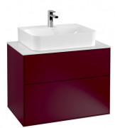 Тумба под раковину Villeroy & Boch Finion 80х50,1 см с подсветкой МДФ пион матовый лак/стекло белое матовое G09100HB