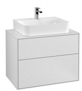 Тумба під раковину Villeroy & Boch Finion 80х50,1 см із підсвічуванням МДФ білий матовий лак/скло біле матове G09100MT