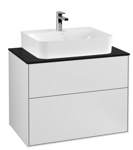 Тумба під раковину Villeroy & Boch Finion 80х50,1 см із підсвічуванням МДФ білий матовий лак/скло чорне матове G09200MT