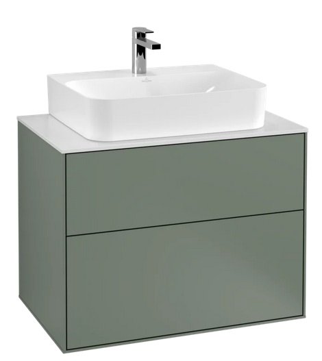 Тумба под раковину Villeroy & Boch Finion 80х50,1 см с подсветкой МДФ оливковый матовый лак/стекло белое матовое G09100GM