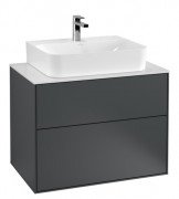 Тумба под раковину Villeroy & Boch Finion 80х50,1 см с подсветкой МДФ темно-синий матовый лак/стекло белое матовое G09100HG