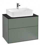 Тумба под раковину Villeroy & Boch Finion 80х50,1 см с подсветкой МДФ оливковый матовый лак/стекло черное матовое G09200GM