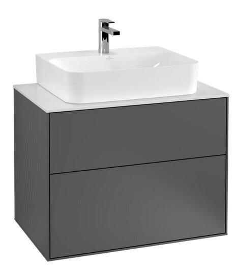 Тумба под раковину Villeroy & Boch Finion 80х50,1 см с подсветкой МДФ антрацит матовый лак/стекло белое матовое G09100GK