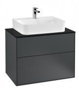 Тумба под раковину Villeroy & Boch Finion 80х50,1 см с подсветкой МДФ темно-синий матовый лак/стекло черное матовое G09200HG