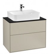 Тумба під раковину Villeroy & Boch Finion 80х50,1 см із підсвічуванням МДФ пісок матовий лак/скло чорне матове G09200HH