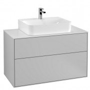 Тумба под раковину Villeroy & Boch Finion 100х50,1 см МДФ светло-серый матовый лак/стекло белое матовое F10100GJ
