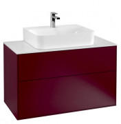 Тумба под раковину Villeroy & Boch Finion 100х50,1 см МДФ пион матовый лак/стекло белое матовое F10100HB