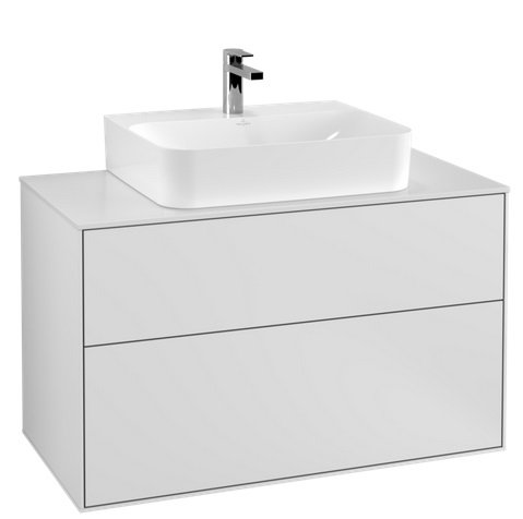 Тумба під раковину Villeroy & Boch Finion 100х50,1 см МДФ білий матовий лак/скло біле матове F10100MT