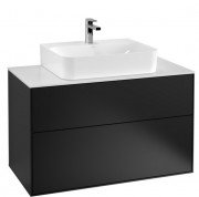 Тумба под раковину Villeroy & Boch Finion 100х50,1 см МДФ черный матовый лак/стекло белое матовое F10100PD