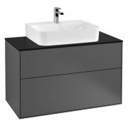 Тумба под раковину Villeroy & Boch Finion 100х50,1 см МДФ антрацит матовый лак/стекло черное матовое F10200GK