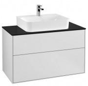 Тумба під раковину Villeroy & Boch Finion 100х50,1 см МДФ білий матовий лак/скло чорне матове F10200MT