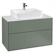 Тумба под раковину Villeroy & Boch Finion 100х50,1 см МДФ оливковый матовый лак/стекло белое матовое F10100GM
