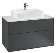 Тумба под раковину Villeroy & Boch Finion 100х50,1 см МДФ темно-синий матовый лак/стекло белое матовое F10100HG