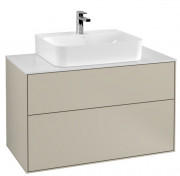 Тумба под раковину Villeroy & Boch Finion 100х50,1 см МДФ песок матовый лак/стекло белое матовое F10100HH