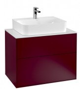 Тумба под раковину Villeroy & Boch Finion 80х50,1 см с подсветкой МДФ пион матовый лак/стекло белое матовое G09100HB