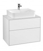 Тумба под раковину Villeroy & Boch Finion 80х50,1 см с подсветкой МДФ глянцевый белый лак/стекло белое матовое G09100GF