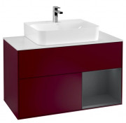 Тумба под раковину Villeroy & Boch Finion 100х50,1 см с подсветкой МДФ пион матовый лак/темно-синий матовый лак/стекло белое матовое F121HGHB