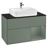 Тумба под раковину Villeroy & Boch Finion 100х50,1 см с подсветкой МДФ оливковый матовый лак/стекло черное матовое F122GMGM