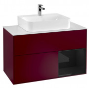 Тумба под раковину Villeroy & Boch Finion 100х50,1 см с подсветкой МДФ пион матовый лак/глянцевый черный лак/стекло белое матовое F121PHHB