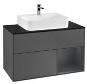 Тумба под раковину Villeroy & Boch Finion 100х50,1 см с подсветкой МДФ антрацит матовый лак/темно-синий матовый лак/стекло черное матовое F122HGGK