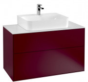 Тумба под раковину Villeroy & Boch Finion 100х50,1 см с подсветкой МДФ пион матовый лак/стекло белое матовое  G10100HB