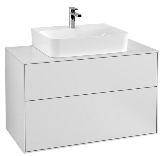 Тумба під раковину Villeroy & Boch Finion 100х50,1 см із підсвічуванням МДФ білий матовий лак/скло біле матове G10100MT