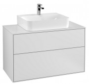 Тумба под раковину Villeroy & Boch Finion 100х50,1 см с подсветкой МДФ белый матовый лак/стекло белое матовое G10100MT