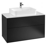 Тумба под раковину Villeroy & Boch Finion 100х50,1 см с подсветкой МДФ черный матовый лак/стекло белое матовое G10100PD