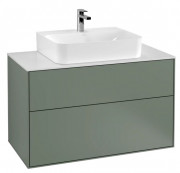 Тумба под раковину Villeroy & Boch Finion 100х50,1 см с подсветкой МДФ оливковый матовый лак/стекло белое матовое G10100GM