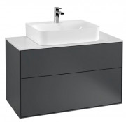 Тумба под раковину Villeroy & Boch Finion 100х50,1 см с подсветкой МДФ темно-синий матовый лак/стекло белое матовое G10100HG