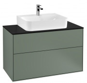 Тумба под раковину Villeroy & Boch Finion 100х50,1 см с подсветкой МДФ оливковый матовый лак/стекло черное матовое G10200GM