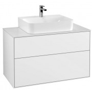 Тумба под раковину Villeroy & Boch Finion 100х50,1 см с подсветкой МДФ глянцевый белый лак/стекло белое матовое G10100GF