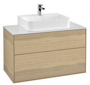 Тумба под раковину Villeroy & Boch Finion 100х50,1 см ДСП шпон дуба/стекло белое матовое F10100PC