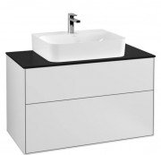 Тумба під раковину Villeroy & Boch Finion 100х50,1 см із підсвічуванням МДФ білий матовий лак/скло чорне матове G10200MT