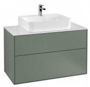 Тумба под раковину Villeroy & Boch Finion 100х50,1 см с подсветкой МДФ оливковый матовый лак/стекло белое матовое G10100GM