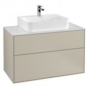 Тумба під раковину Villeroy & Boch Finion 100х50,1 см із підсвічуванням МДФ пісок матовий лак/скло біле матове G10100HH