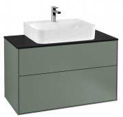 Тумба під раковину Villeroy & Boch Finion 100х50,1 см із підсвічуванням МДФ оливковий матовий лак/скло чорне матове G10200GM