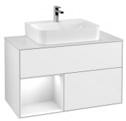 Тумба под раковину Villeroy & Boch Finion 100х50,1 см с подсветкой МДФ глянцевый белый лак/стекло белое матовое F111GFGF