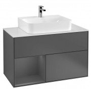 Тумба под раковину Villeroy & Boch Finion 100х50,1 см с подсветкой МДФ антрацит матовый лак/стекло белое матовое F111GKGK