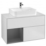 Тумба під раковину Villeroy & Boch Finion 100х50,1 см із підсвічуванням МДФ білий матовий лак/антрацит матовий лак/скло біле матовеF111GKMT