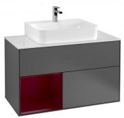 Тумба під раковину Villeroy & Boch Finion 100х50,1 см з підсвічуванням МДФ антрацит матовий лак/півон матовий лак/скло біле матове F111HBGK