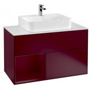 Тумба под раковину Villeroy & Boch Finion 100х50,1 см с подсветкой МДФ пион матовый лак/стекло белое матовое F111HBHB