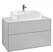 Тумба под раковину Villeroy & Boch Finion 100х50,1 см с подсветкой МДФ светло-серый матовый лак/стекло белое матовое G10100GJ