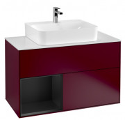 Тумба под раковину Villeroy & Boch Finion 100х50,1 см с подсветкой МДФ пион матовый лак/черный матовый лак/стекло белое матовое F111PDHB