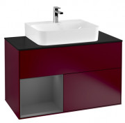 Тумба под раковину Villeroy & Boch Finion 100х50,1 см с подсветкой МДФ пион матовый лак/антрацит матовый лак/стекло черное матовое F112GKHB