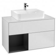 Тумба под раковину Villeroy & Boch Finion 100х50,1 см с подсветкой МДФ белый матовый лак/черный матовый лак/стекло белое матовое F111PDMT